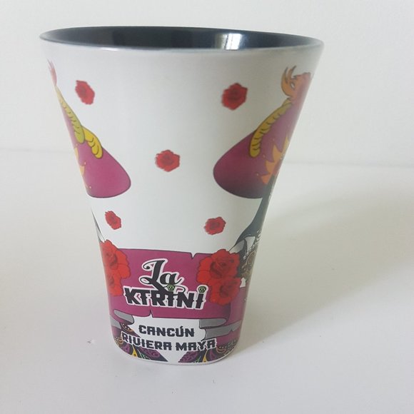 MEXICO Cancun Tall Mug Riviera Maya La Ktrini Coffee Tea Cup Souvenir - Picture 2 of 11
